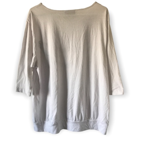 Bob Mackie white 3/4 sleeve ribbon and chain design top (T1) - Picture 2 of 5